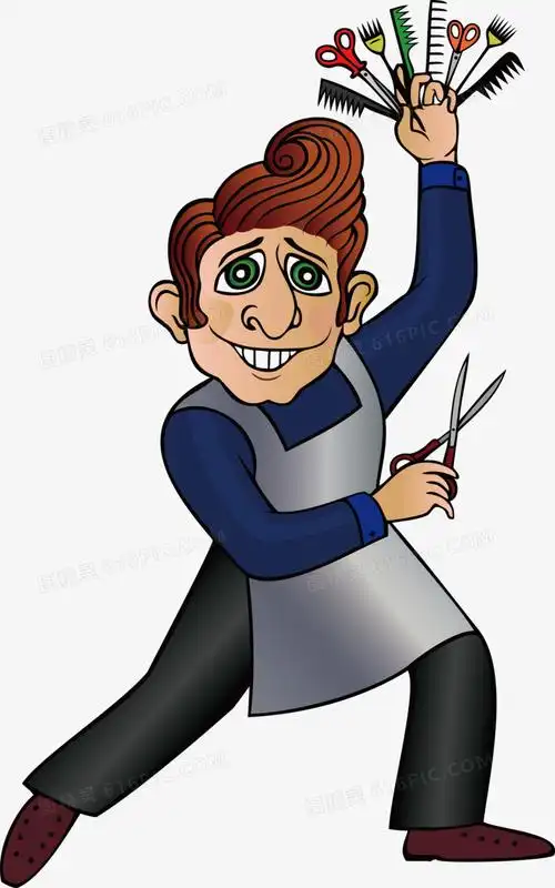 卡通理发师矢量图