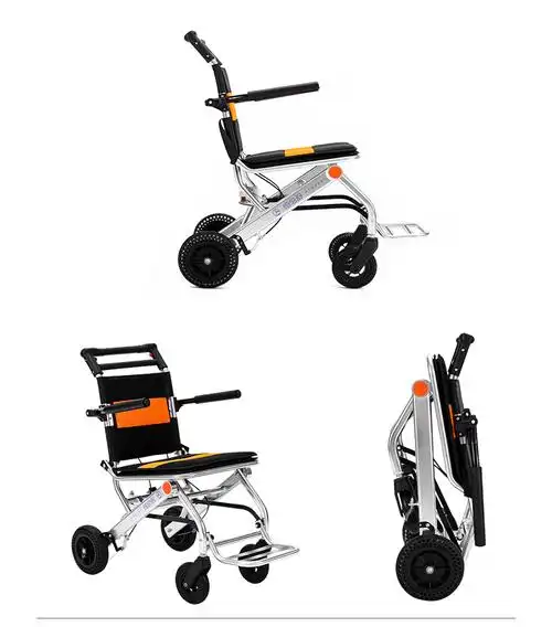 铝合金便携式轮椅车折叠超轻便小型简易旅行老年人专用手推代步车