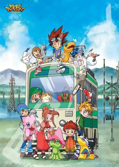 数码宝贝壁纸一组有列车的离别图