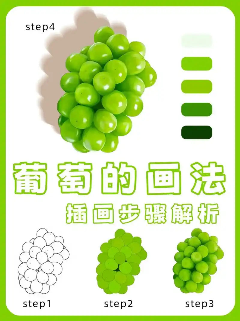 葡萄的插画画法.好吃的阳光玫瑰葡萄 #阳光玫瑰葡萄 #画画  - 抖音