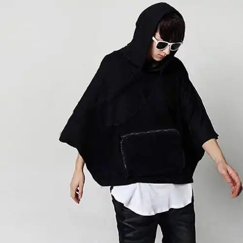 新款蝙蝠衫男士套头连帽卫衣外套韩版个性异形另类表演服宽松大码