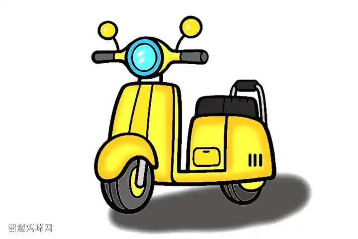 可爱的电动车简笔画画法步骤