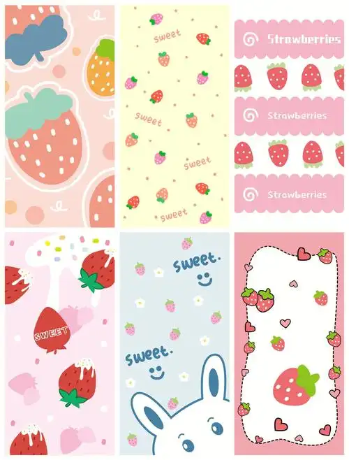 草莓壁纸夏日小清新少女心手机背景锁屏