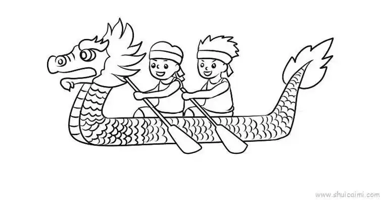 粽子赛龙舟手绘简笔画