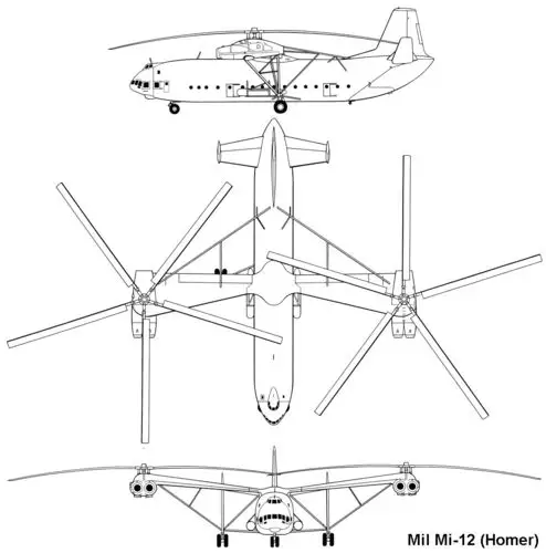 第三张,苏联米尔设计局mi-12并列双旋翼直升机,最大起飞重量:105.0吨