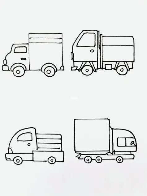趣味简笔画diy孩子绘画早教简单画法步骤卡车简笔画图片货车简笔画 学