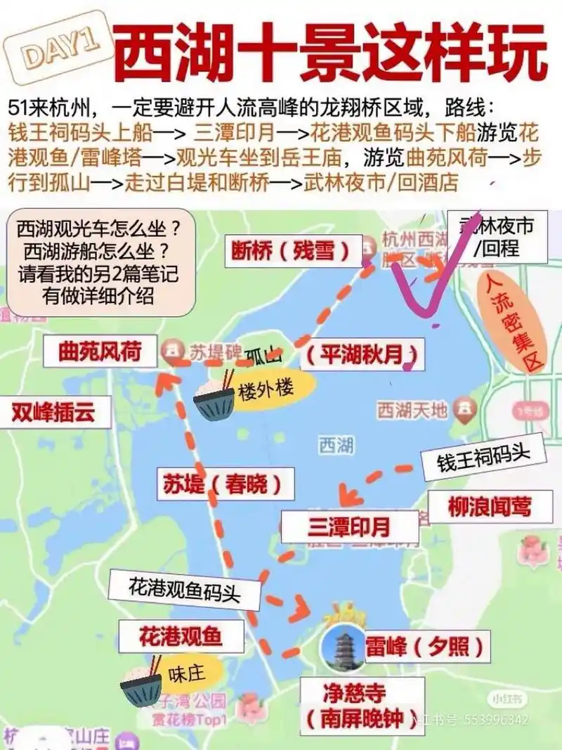 一日游完杭州西湖总结的经典路线推荐 我和伙伴从南京出发,到杭州的第