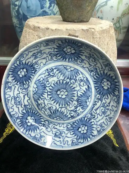 清代菊花纹盘_青花瓷_第2张_7788瓷器