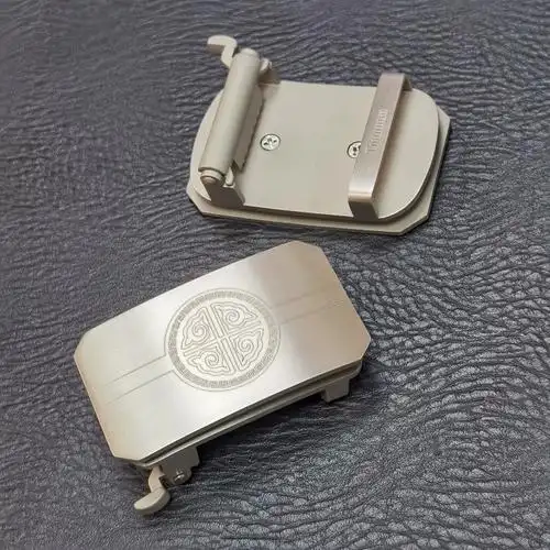 纯钛皮带扣男自动腰带扣头无牙内穿式高档手工皮具配件不过敏超轻