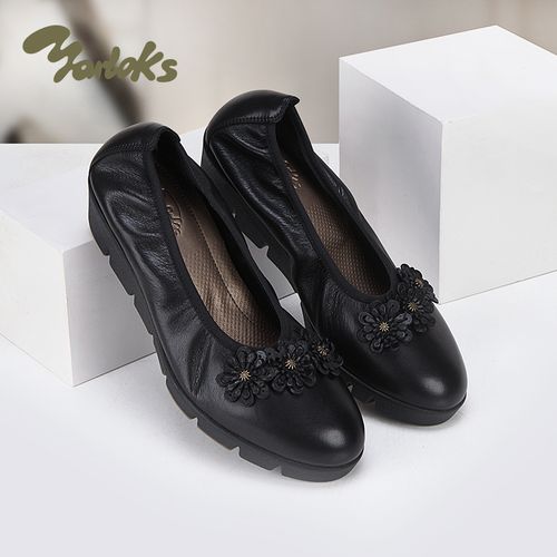 yarloks/雅乐士女鞋皮鞋浅口一脚蹬单鞋懒人鞋舒适妈妈鞋 2222103