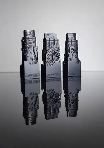 【新】和田玉青花墨玉籽料手工雕刻精品锦灰堆系列蛟龙神兽摆件-淘宝