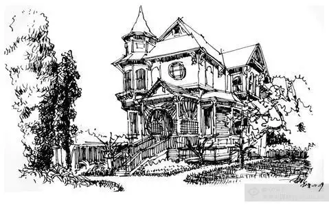 素描画房屋简笔画