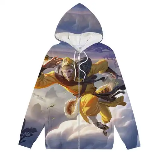皮尔卡丹高档名品牌二次元卡通游戏周边王者荣耀卫衣男拉链加绒宽松