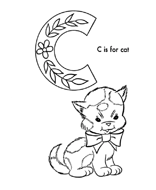 abc alphabet coloring sheets - abc cat - animals coloring page