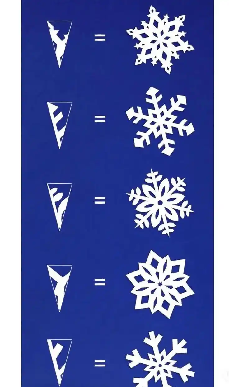 下雪了 简单的雪花剪纸 可以用红纸剪窗花