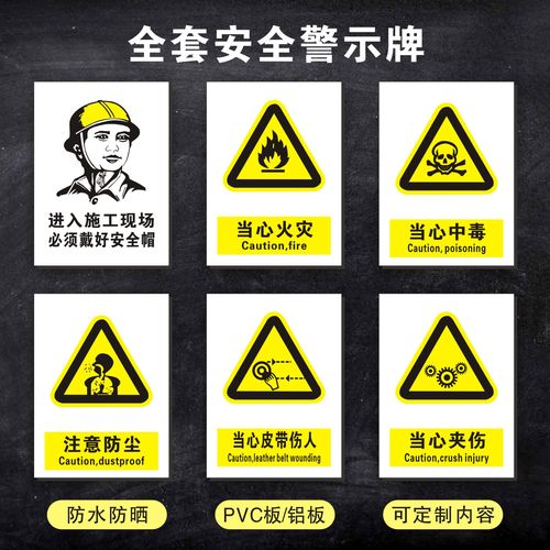 伤人当心防尘消防工地矿山警告警示标识安全标志牌