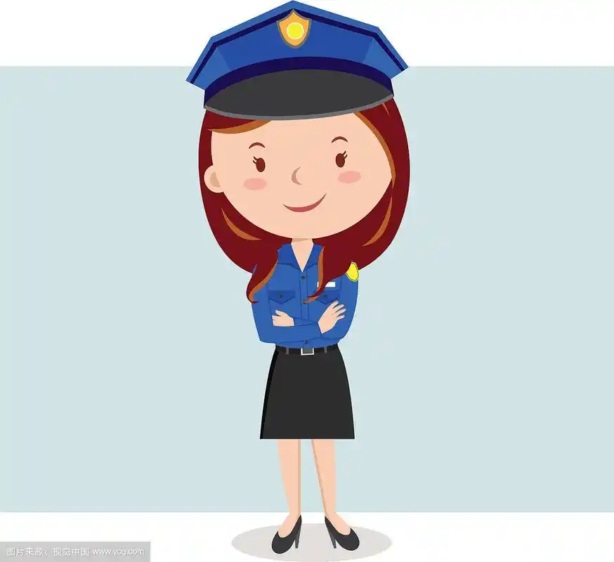 卡通警察或女警察