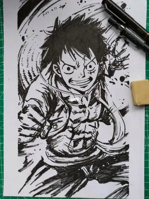 水墨风有两张咯92#画画  #海贼王  #画画的日常  #马克笔