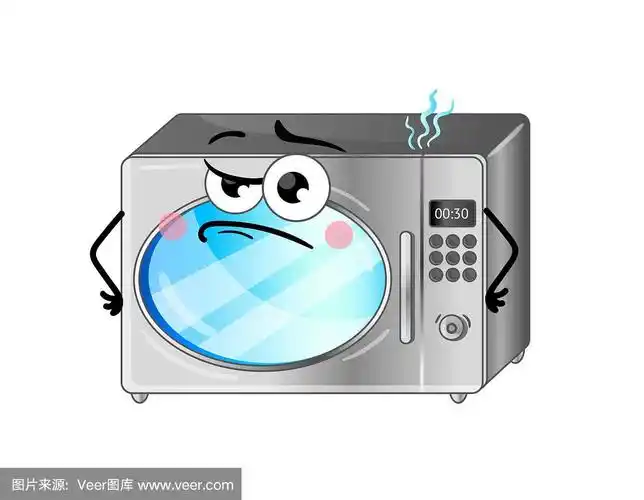 有趣的微波炉孤立卡通人物