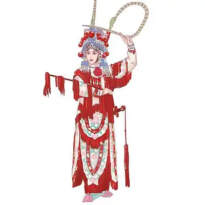卡通风京剧角色刀马旦插画素材png