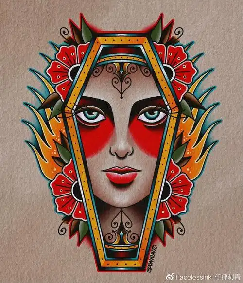 ⒋美式复古纹身图案赏析