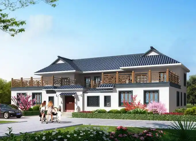 农村二层中式四合院别墅设计图,占地约330平米,有此大宅夫复何求!