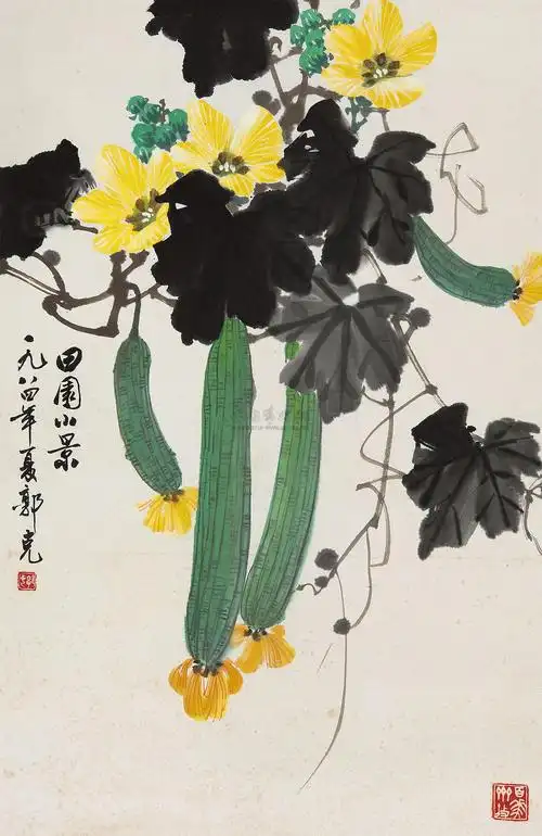 0480丝瓜立轴纸本