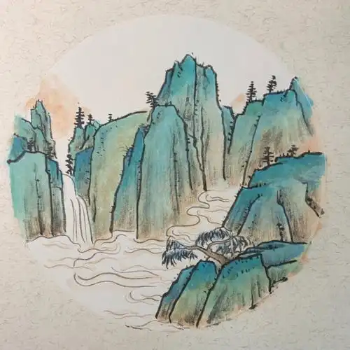 儿童水墨国画只此青绿国画山水