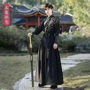 中国风原创汉服男装夏天交领古风武侠客剑客超大码战袍演出服套装