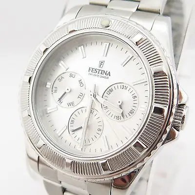 festina model f16690 stainless steel day date 24 hour mens wrist