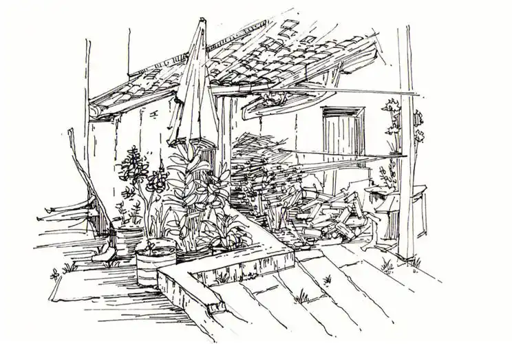 风景速写小场景钢笔写生