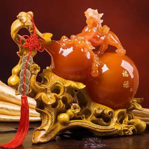 家居客厅装饰品乔迁开业礼品办公室风水摆设 小号红色葫芦【图片 价格