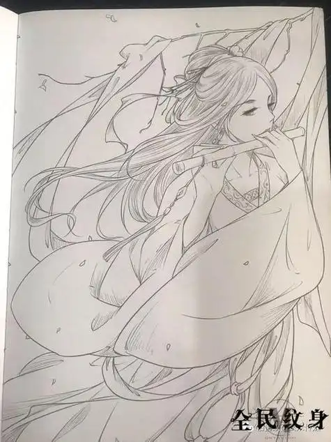 人物简笔画古风简笔画图案素材动漫素材插画绘画线稿手绘女生男生长发