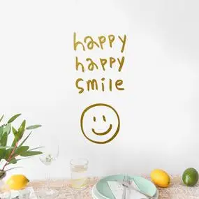happy smile开心微笑笑脸墙贴纸餐饮服装店铺橱窗玻璃背景墙装饰