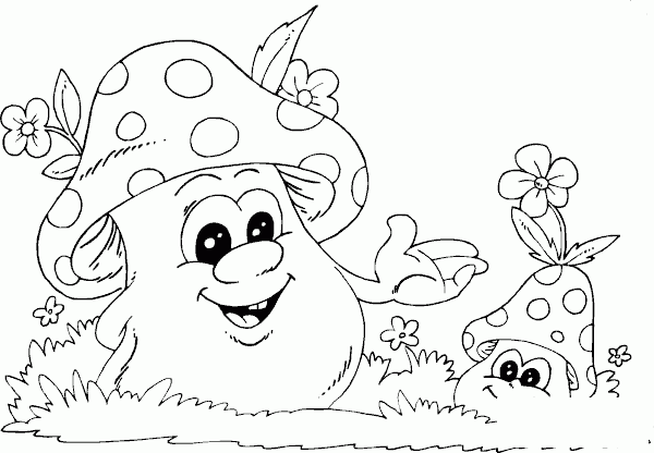 大小蘑菇简笔画