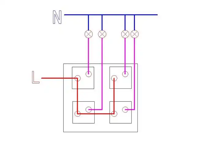 4建开关控制4个灯怎么接