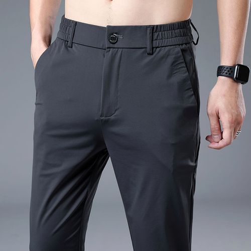 夏季薄款冰丝西裤男修身超薄黑色休闲裤男韩版潮流百搭西装长裤子