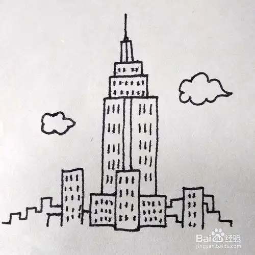 儿童卡通纽约帝国大厦简笔画