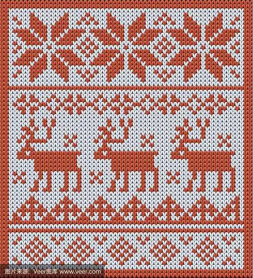 用驯鹿和提花编织的图案