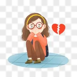 手绘卡通捂嘴哭泣的女孩免抠元素