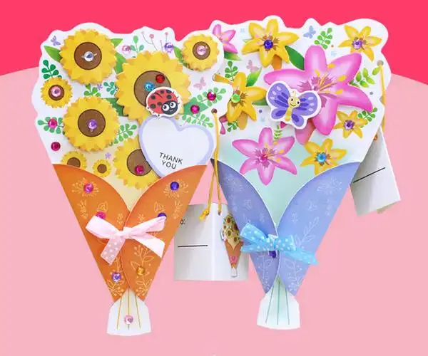 教师节花束贺卡diy礼物立体 幼儿园感谢恩毕业儿童创意手工材料包