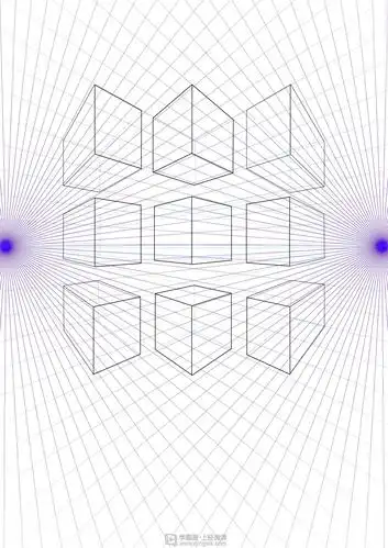 临摹两点透视正方体美术基础两点透视的训练