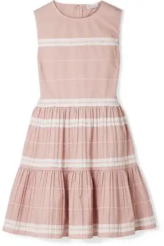 波浪边缀饰纯棉府绸迷你连衣裙