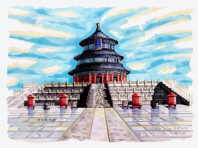 天坛手绘 - 子豪插画 - 原创作品 - 视觉中国(shijueme)