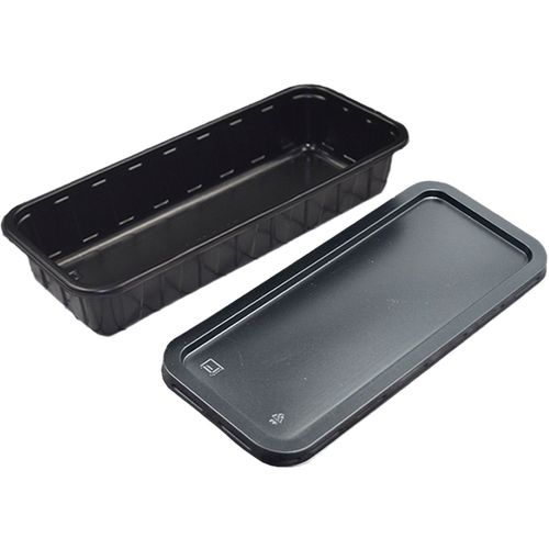 高级外卖打包盒整箱黑白色三格长方形快餐盒高档饭盒悦塑料便当盒