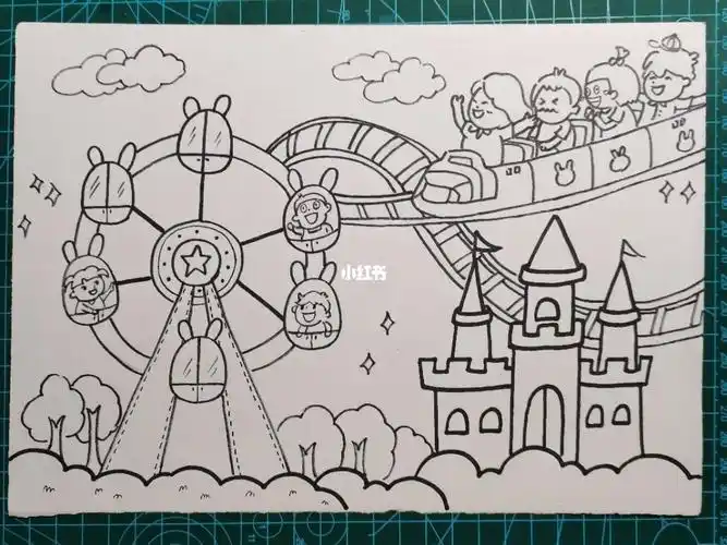儿童画  #游乐园  #创意美术 #简笔画教程