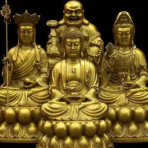 纯铜佛像娑婆三圣摆件弥勒佛观音菩萨地藏王如来佛祖释迦佛铜像