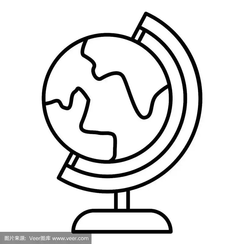 地球仪图标,矢量插图,教育大纲