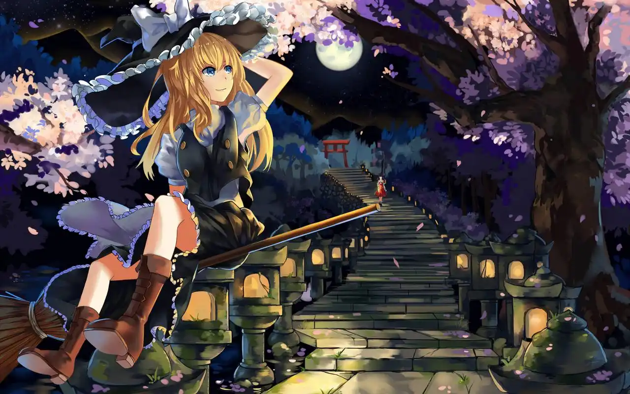 精选日本动漫雾雨魔理沙卡通美女高清图片素材桌面壁纸下载