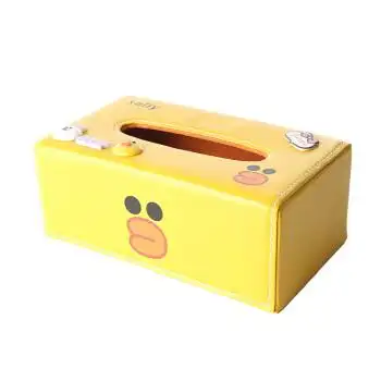 纸抽盒卡通可爱小黄鸭创意车载纸巾盒客厅多功能抽纸盒pu皮革餐桌 浅
